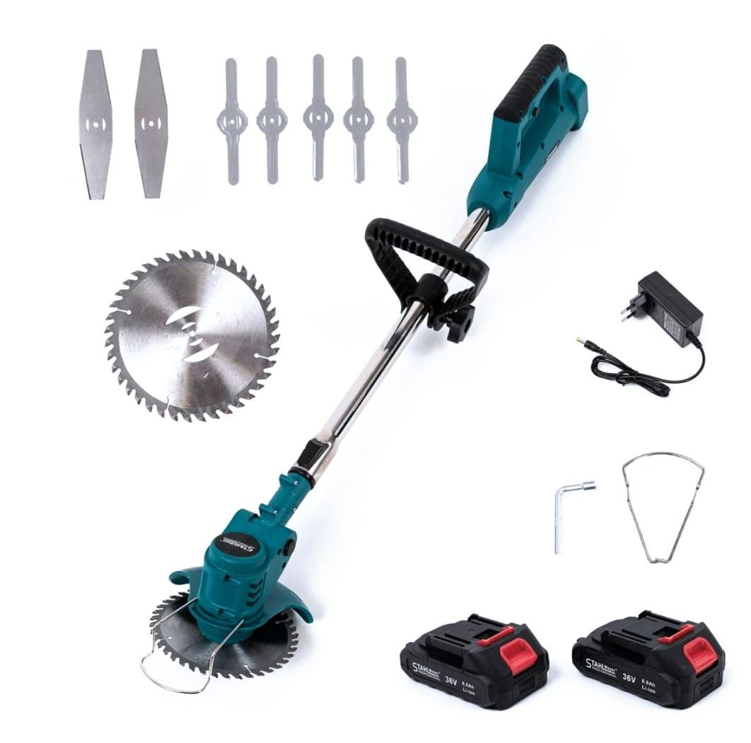 Trimmer ,motocoasa cu 2 acumulatori de 36v și 8 accesorii