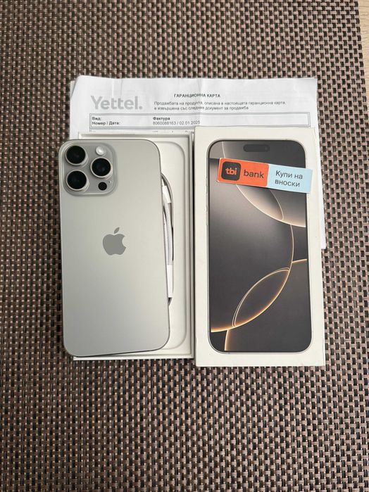 36М ГАР! iPhone 16 Pro MAX Лизинг от 73лв/м natural Titanium 256GB бял
