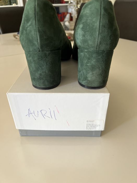 Pantofi Polini piele intoarsa verde Polini