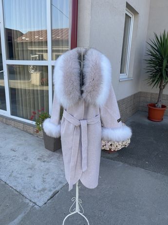 Palton Alpaca cu blana naturala de vulpe