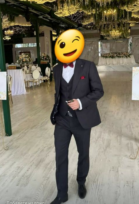 Мъжки костюм в цвят графит