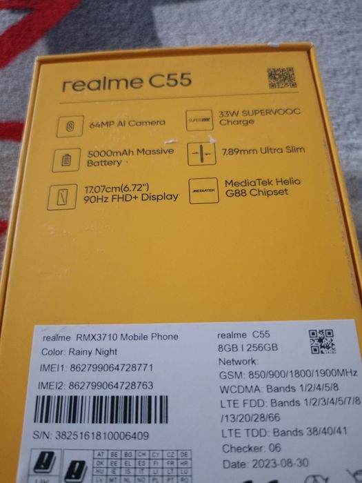 Vând telefon Realme C 55, 8+8 GB RAM,256GB memorie internă,nou la cuti