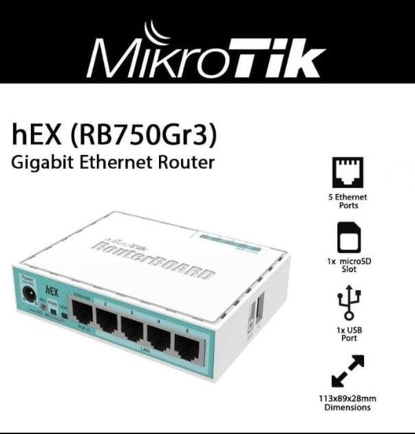 # Маршрутизатор MikroTik hEX RB750Gr3