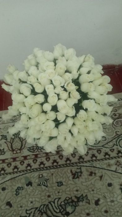 Цветы белые розы 101 шт