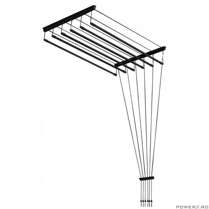 Uscator rufe de tavan, 6x180 cm, negru, Sepio