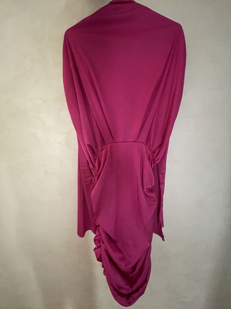 Rochie scurta satinata fucsia marimea S/M