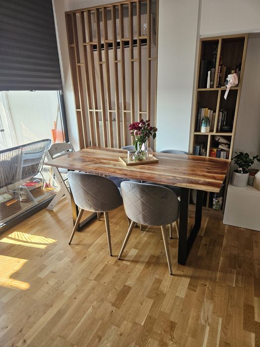 Masă Living vidaXL, 160 x 80 x 76 cm, lemn masiv de acacia