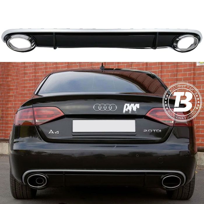 Difuzor Bara Spate cu Ornamente compatibil cu Audi A4 B8 RS Design