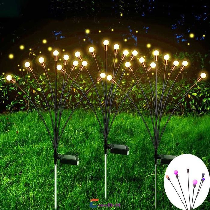 соларни коледни лампички тип дърво с 10 топки в многоцветна светлина