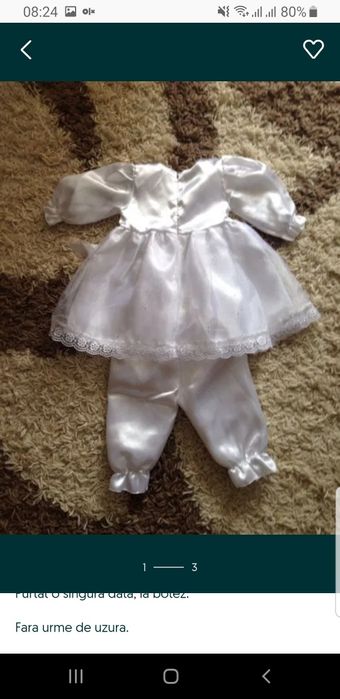 Costumas deosebit botez/petreceri fetita/copii rochita+pantaloni