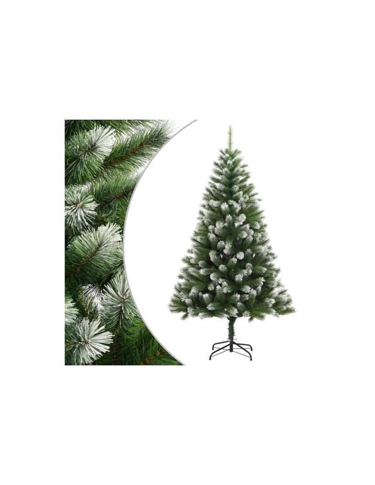 Brad artificial de Craciun cu varfuri ninse + suport metal 180/210 cm