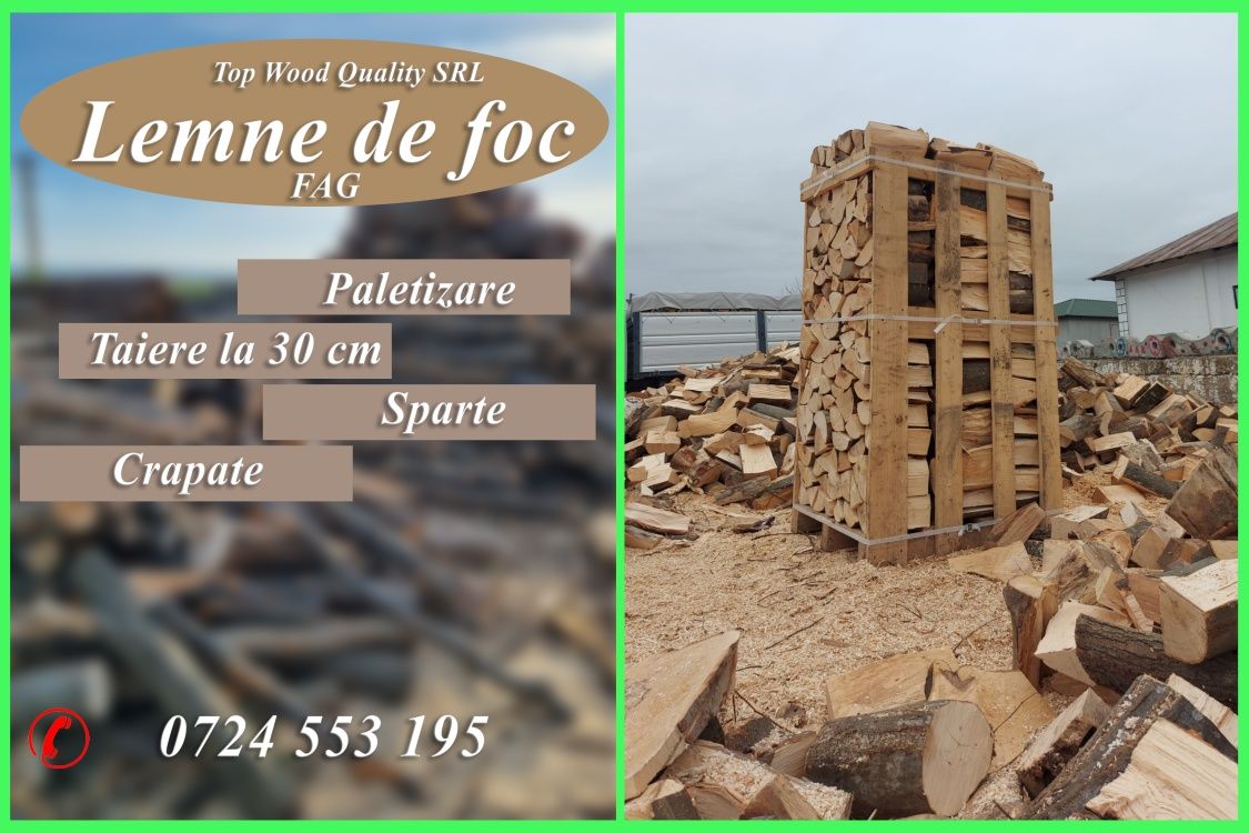 Lemne de foc taiate sparte fag paletizate despicate