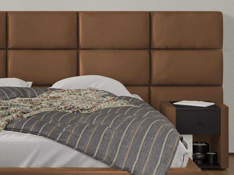 Pat tapitat Cico fix 287 x 114 C2 din piele/stofa Maro Nube 23