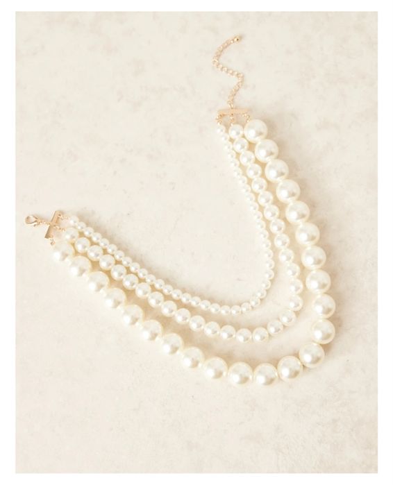 Перлено колие гердан масивно чокер големи бели перли елегантно синджир