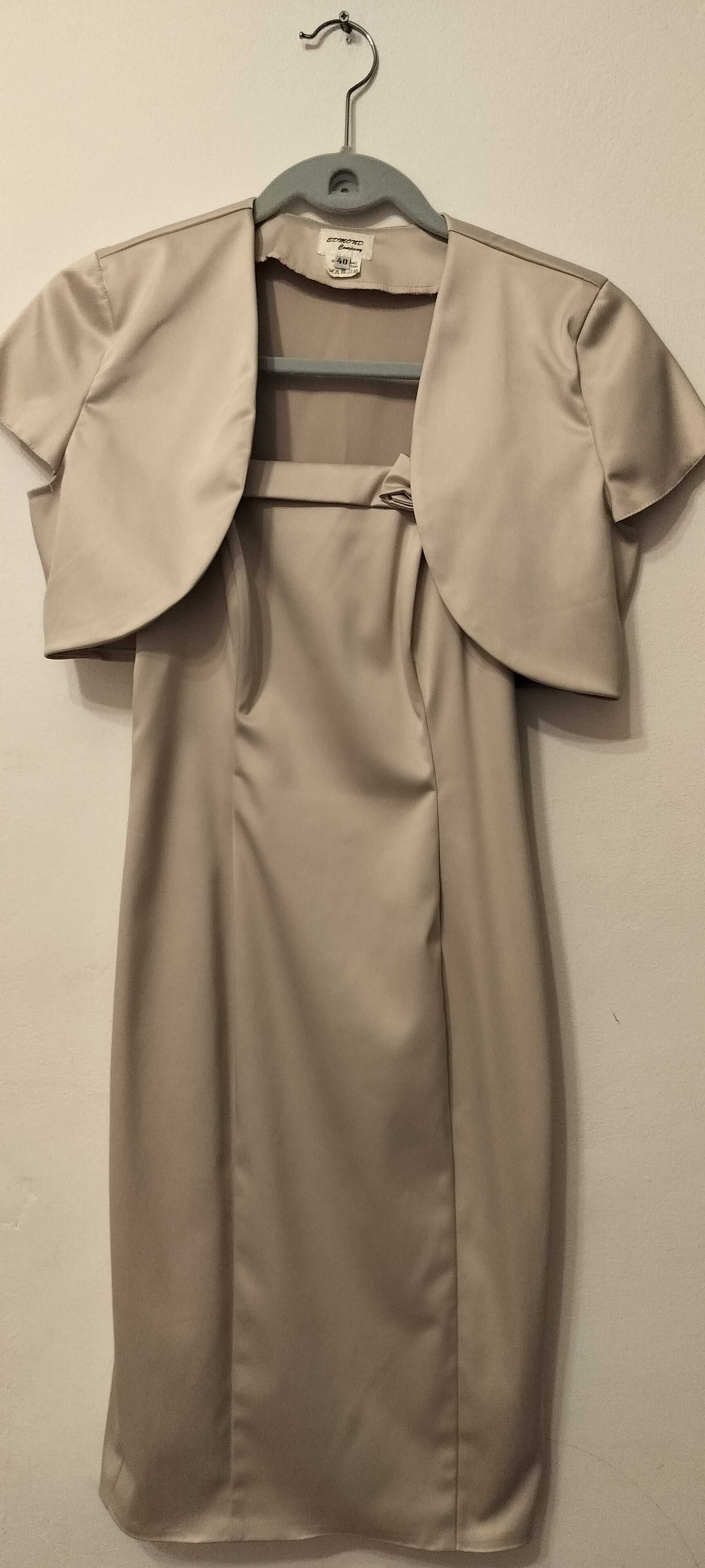 Rochie simplă bej cu bolero 36/38