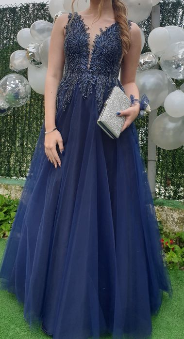 Бална рокля тъмно синя