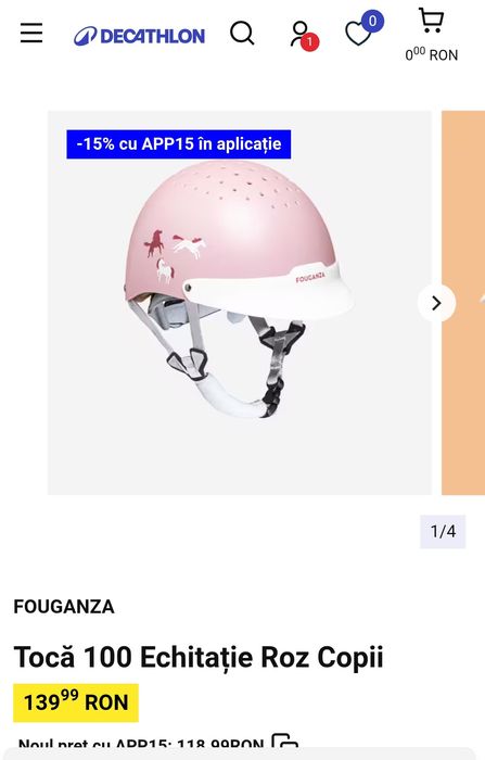 Casca de călărie copil fetiță Decathlon, mărime S