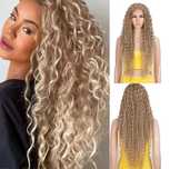 Peruca F103 Blonda Ombre Afro Creata Ondulata suvite Gri Blond Cenusiu