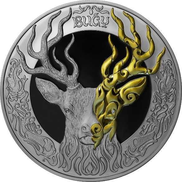 монета серебряная олень BUǴY