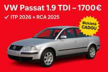 Volkswagen Passat 1,9 TDI-130 CP Itp 2026 +RCA 2025 +Bicicleta cadou.