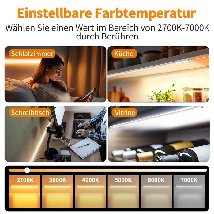 LED лампа за под шкаф, 2 броя 1 м димируема