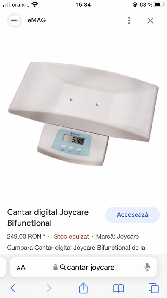 Cantar digital bebe Joycare max 20kg