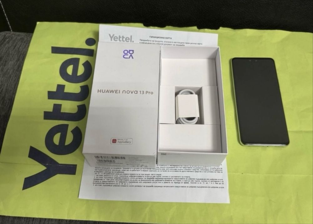 ЧИСТО НОВ 512GB Huawei Nova 13 Pro Гаранция Yettel 3г. 2028 Green