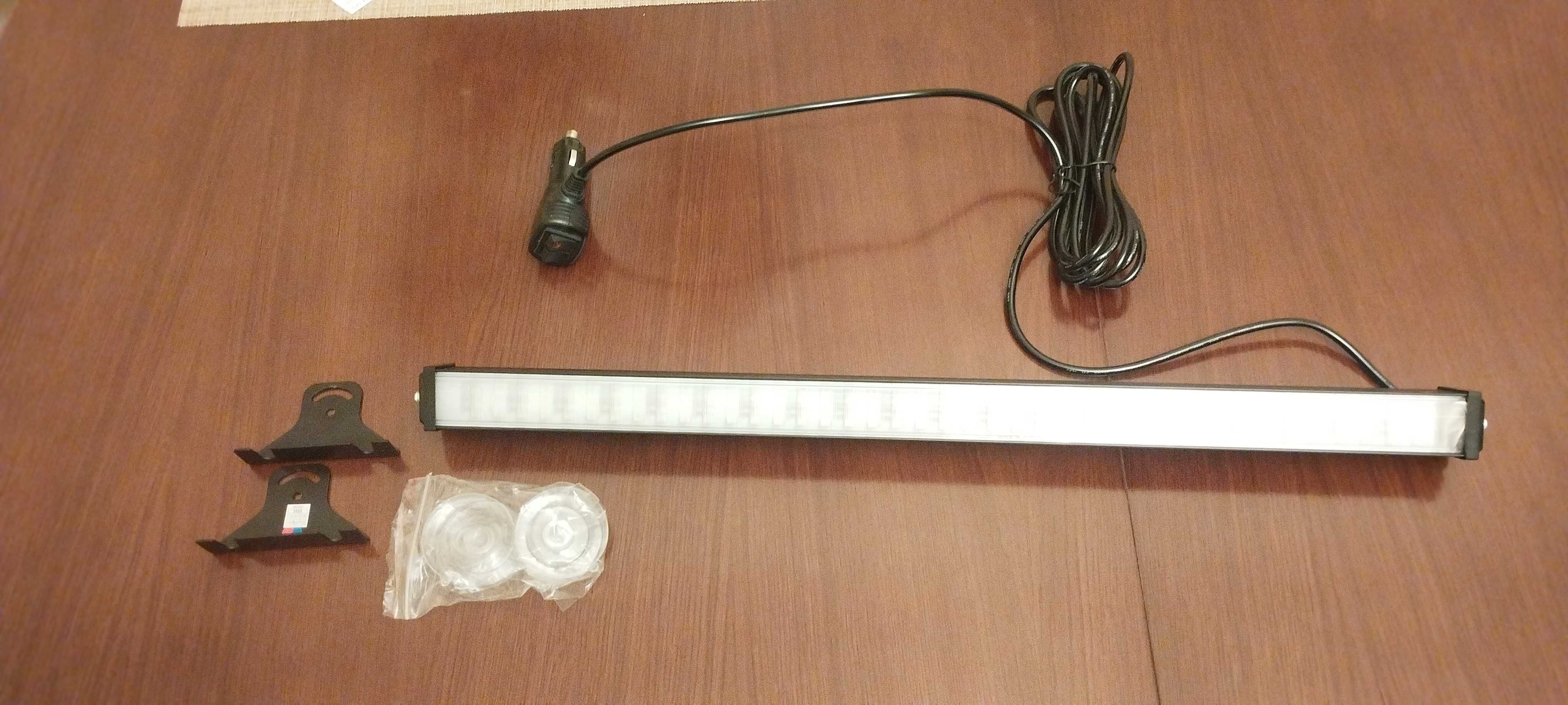 LED мигалка на лобовое стекло 58см длина красный + синий