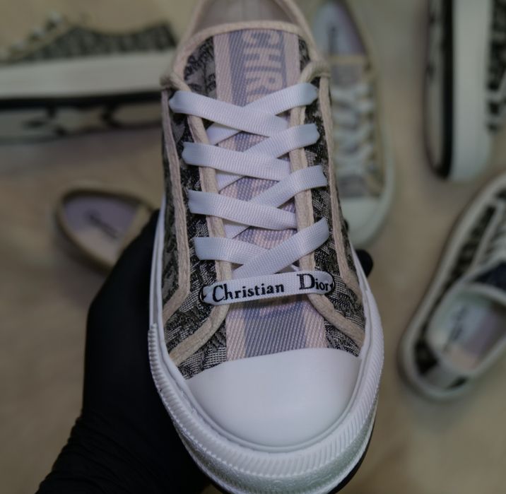 Дамски маратонки Dior Oblique (36-40) - Бежаво с Тъмно Зелено