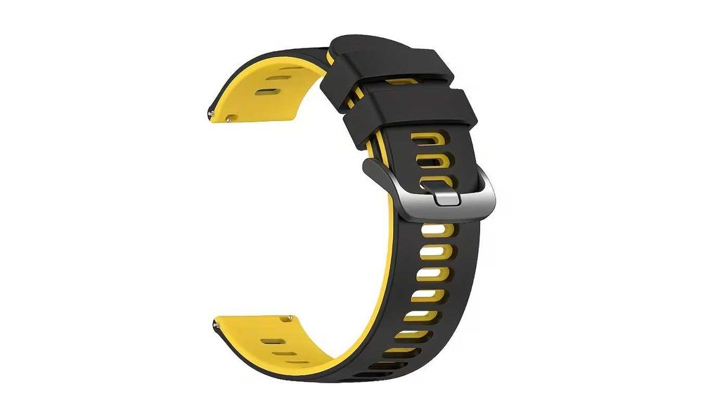 Bratara de ceas din silicon moale de 22mm Negru si galben