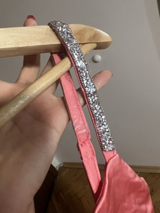 Сатенена розова рокля XS