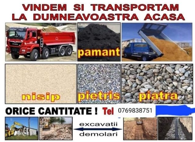 Transport NON-STOP nisip piatră pământ negru chișai bălegar