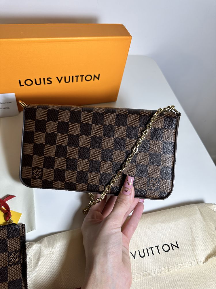 Geanta Louis Vuitton model FELICIE piele canvas 100% cutie cadou