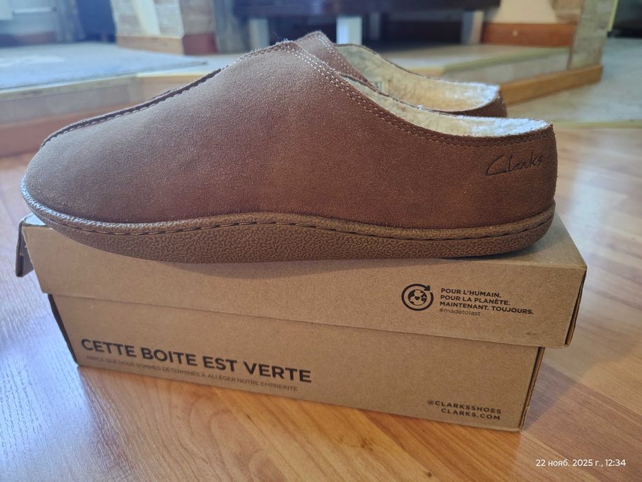 Мюли-сабо Clarks (Великобритания),замша+овчина,оригинал,новые,р-р 43