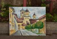 Pictura peisaj Cetate Alba Iulia, vedere spre catedrale