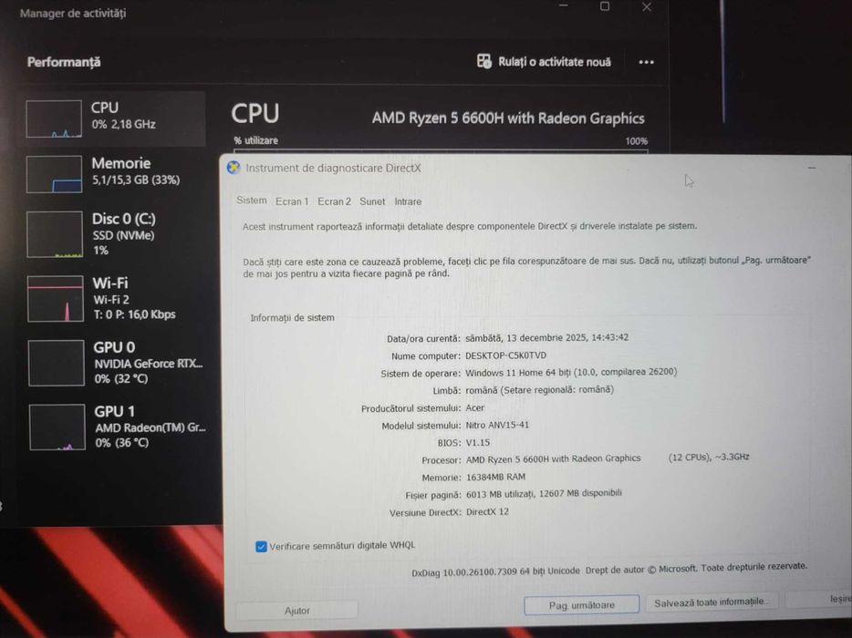 SuperPret Laptop Gaming ACER Nitro cu Ryzen 5+Video RTX (NOU la cutie)