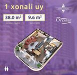 Новостройка в ЖК "Orzular" 1/7/17 черновая отделка 48 кв.м. =