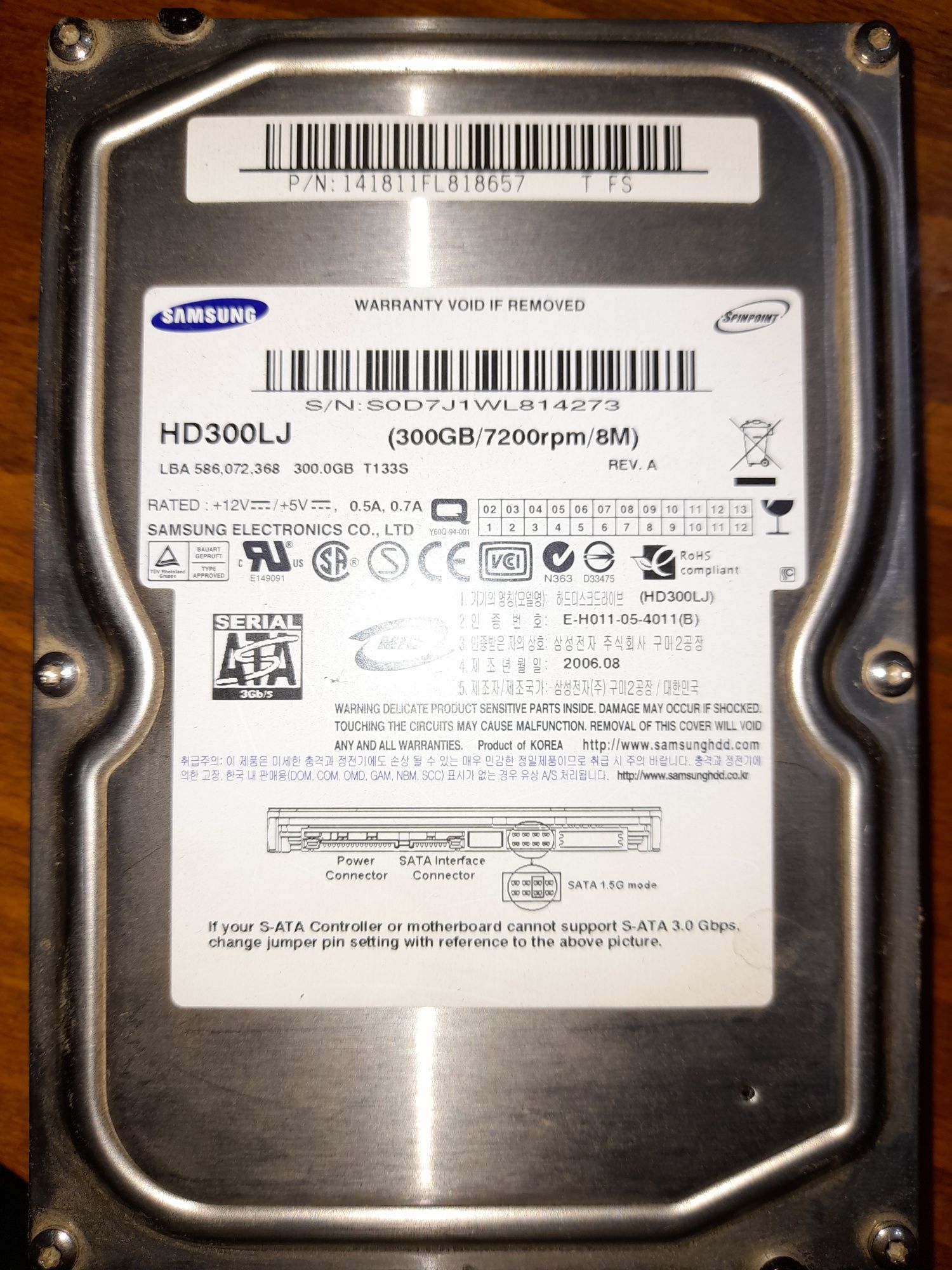 Хард диск HDD Samsung HD300LJ 7200/8m