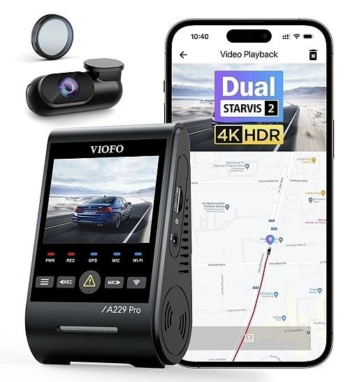 НОВО!!! DVR камера за кола Viofo A229 Pro 2CH, 4K, 2.4", GPS, Wi-Fi