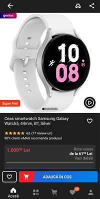 Samsung watch 5 44 mm nou silver