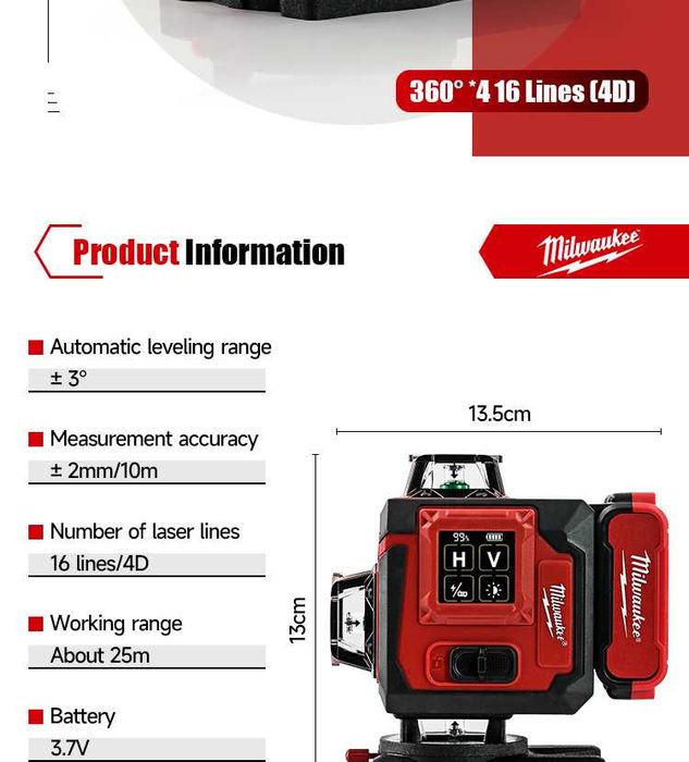 Nivela laser 16 linii 4 D digitala Autonivelare