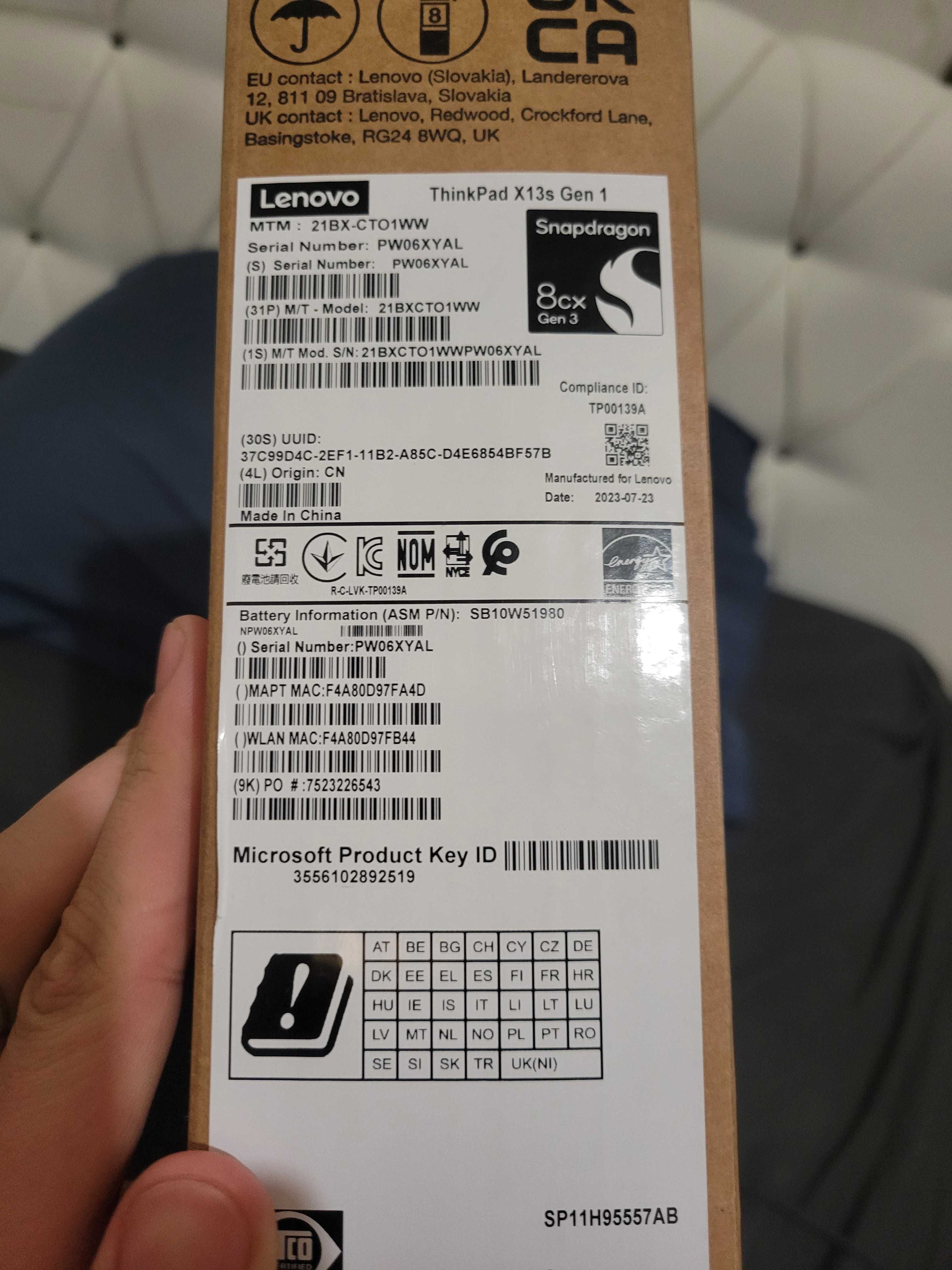 Lenovo Thinkpad X13s Gen1 13" Touch - гаранция до 2026-08-03