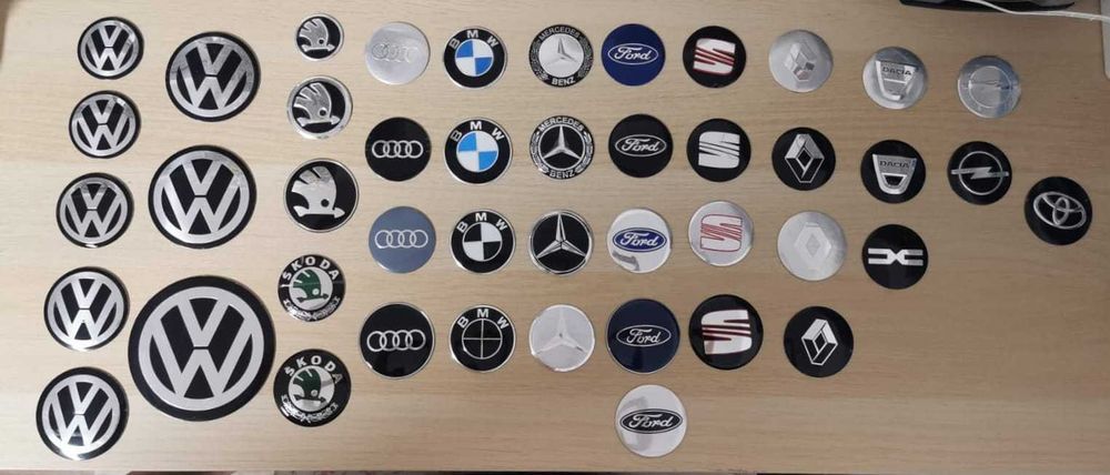 Sticker embleme sigle aluminiu capace roti VW Skoda Audi Opel Ford etc