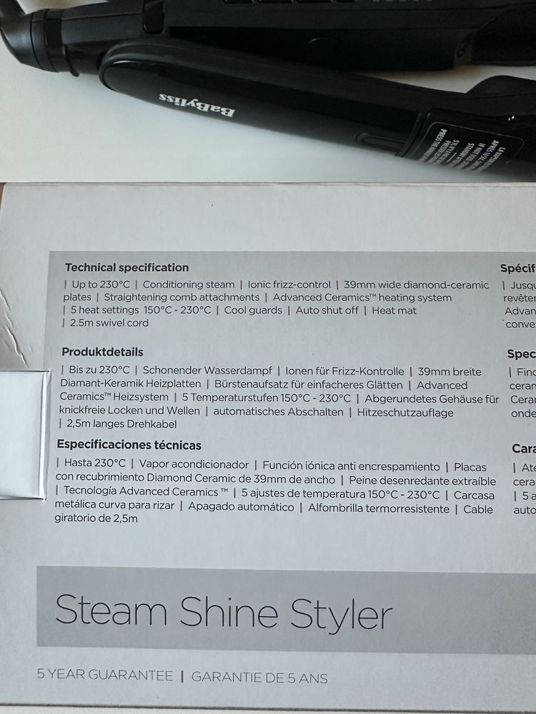 Преса за коса с пара BaByliss ST496E 2in1 Steam Shine