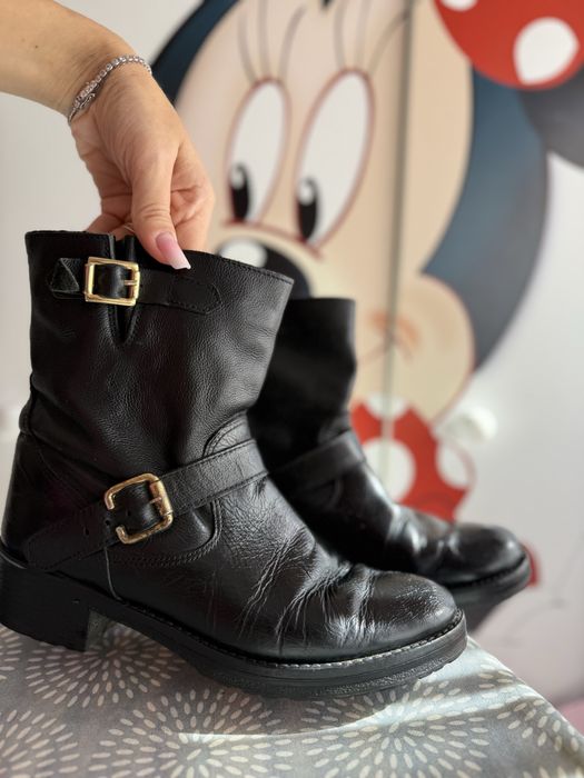 Cizme piele, negre, 37, in stare buna