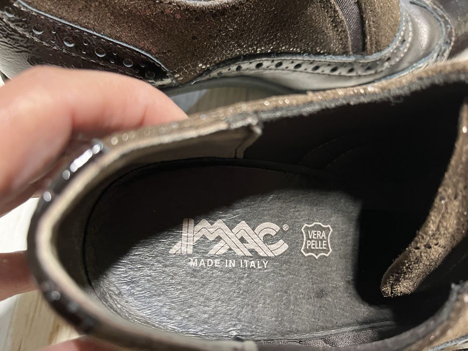 Дамски обувки естествна кожа на ток и Vans 37 в сиво и ментово