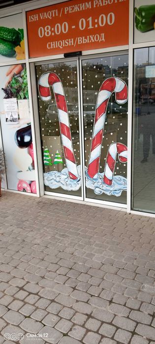 Yangi yil oynaga rasm chizamiz Rassom Рисовать Новый год окно Художник