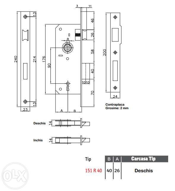 Broasca cu cheie pentru usa interior.