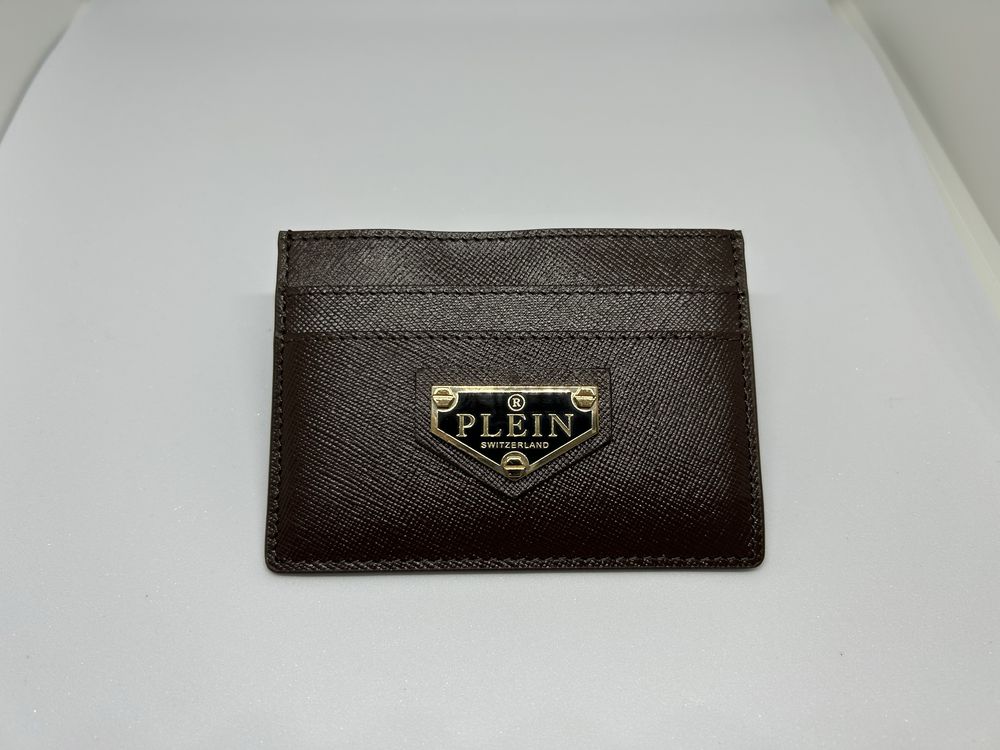 Portcard Philipp Plein din piele naturala maro, original