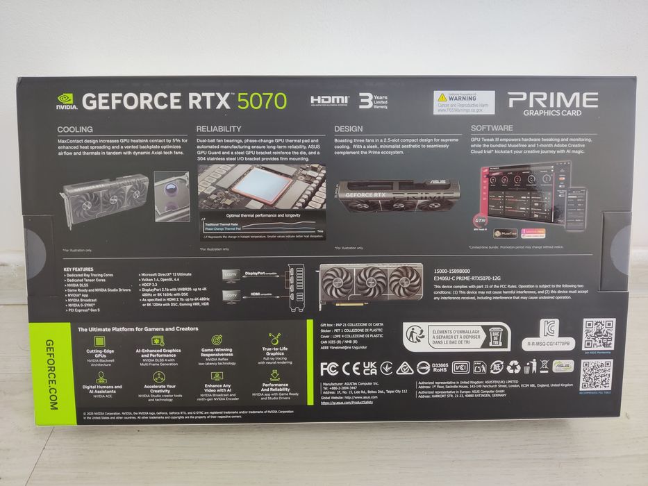Asus RTX5070 Prime 12GB DLSS 4. New. Box.
